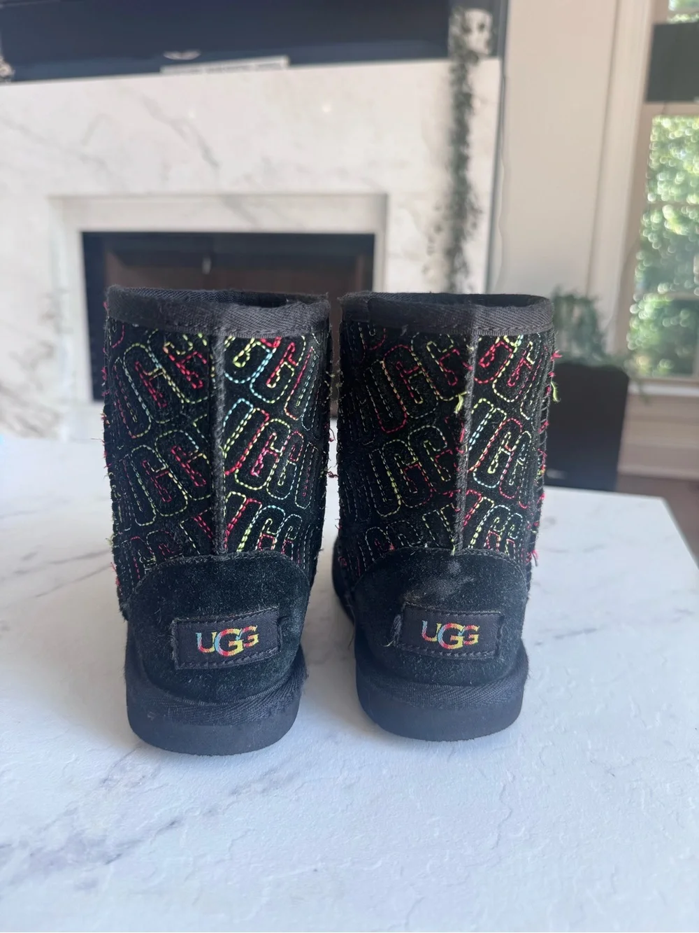 UGG Kids' Classic II Graphic Stitch Short Boots Girls Colorful warm boot Size 11